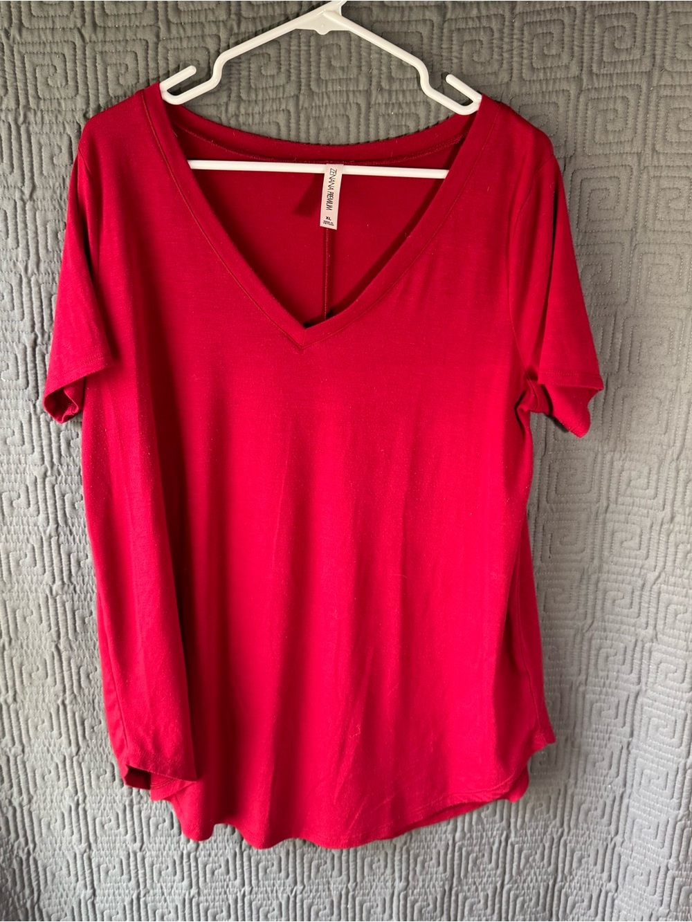 Zenana Premium Red V Neck Short Sleeve T-Shirt Tunic Top Womens XL RT-2104P